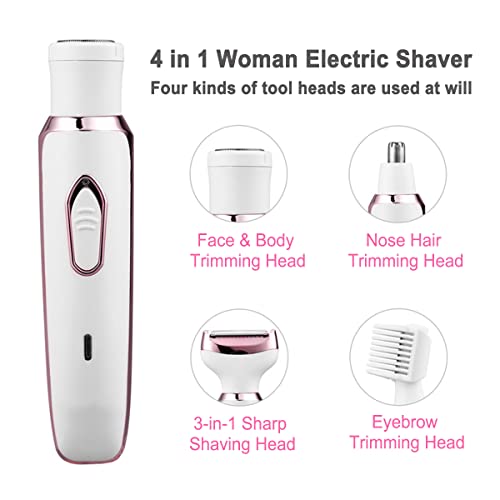 ANFOOS 4-in-1 Electric Razor for Women - Painless Body & Face Trimmer
