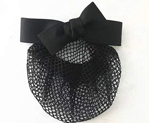 Black Ribbon Hair Bun Cover Barrette with Removable Net for Formal Styling