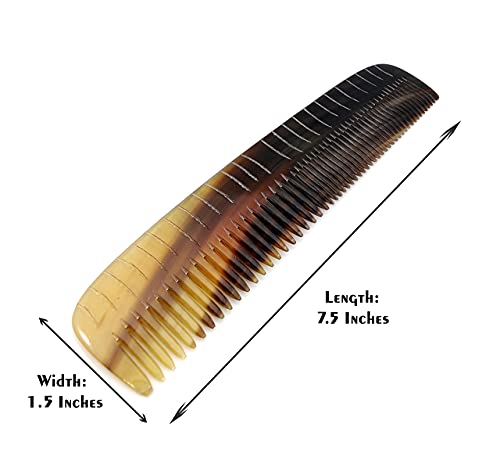 5MOONSUN5 Ox Horn Comb - 7.5 Inch Handmade Anti-Static Pocket Comb