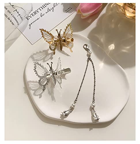 Silver 6-Pack 3D Fluttering Butterfly Hair Clips for Women & Girls