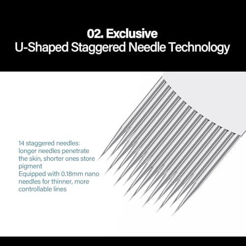 FAMISOO U14/0.18-ST U-Shaped Tattoo Cartridge Needles 10PCS - Compatible with Most Machines