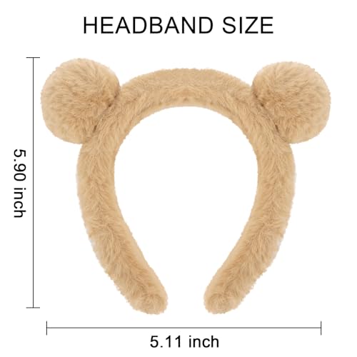 Ondder PatternB Light Brown Bear Ears Headbands Set - Cute Spa & Makeup Hair Accessories