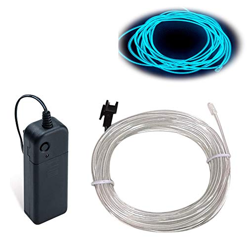 MaxLax 16.4ft Ice Blue EL Wire Neon Light Strip - Cuttable & Portable