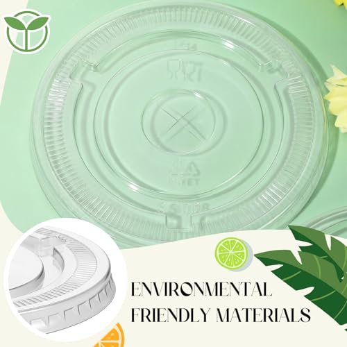 50 Clear Plastic Strawless Flat Lids for 32 oz Cups - Durable & Versatile