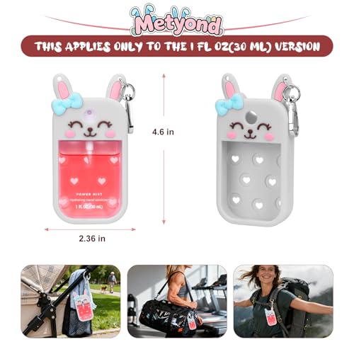 Metyond Rabbit Silicone Hand Sanitizer Case with Keychain for Touchland 1 OZ, Travel Friendly