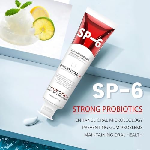 SP-6 Probiotic Whitening Toothpaste - 2 Pack, Fluoride-Free Mint