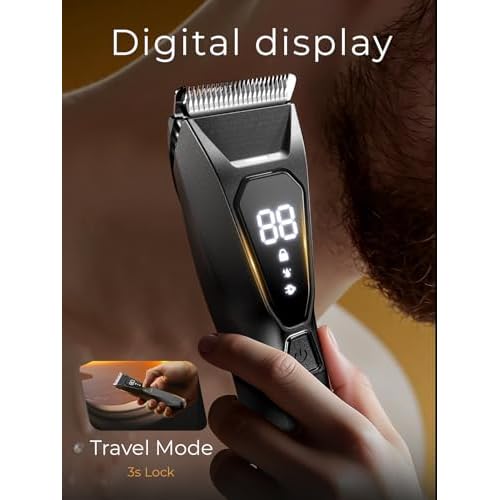Body Hair Trimmer for Men: Wireless Charging Pubic Hair Trimmer, 4000K LED, Ceramic Blade - No-Nick Grooming, 90Min, Wet/Dry Body Groomer, Gift for Fathers