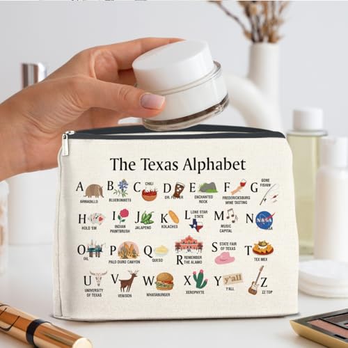 Nurawo E Texas State Makeup Bag Cosmetic Pouch Travel Organizer for Women - Waterproof Polyester, Double-Sided Print