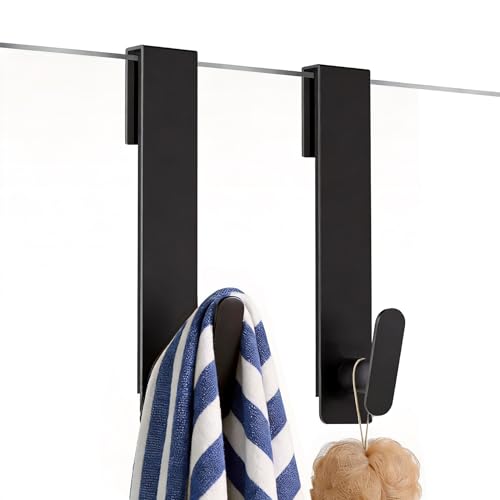 Heavy Duty Shower Door Hooks for Frameless Glass - 2 Pack