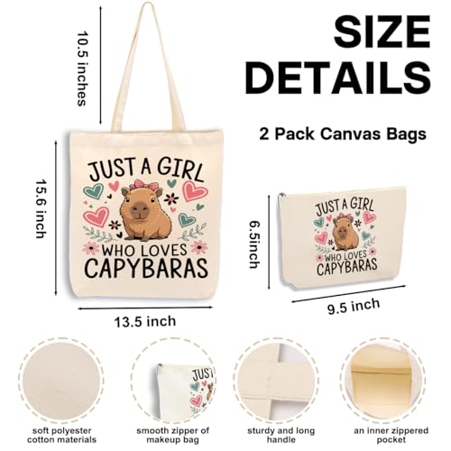 Canvas Tote Bag and Makeup Bag Set - Cute Graphic Travel Handbag