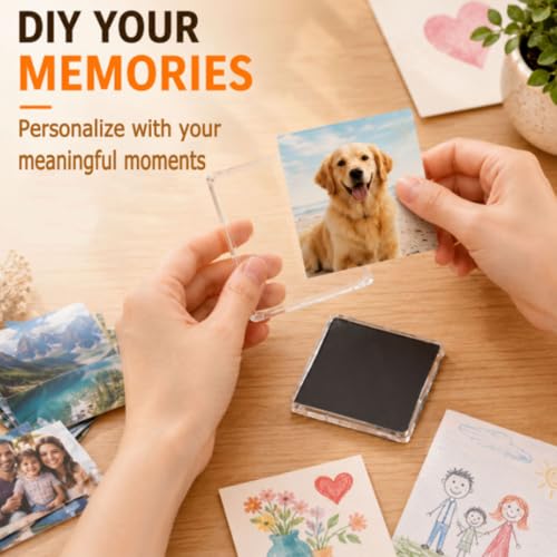 DIY Clear Acrylic Fridge Magnet Kit - 10 Pack Personalized Photo Frames