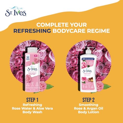 St. Ives Rose Water & Aloe Vera Body Wash 16 oz - Plant-Based Cleanser