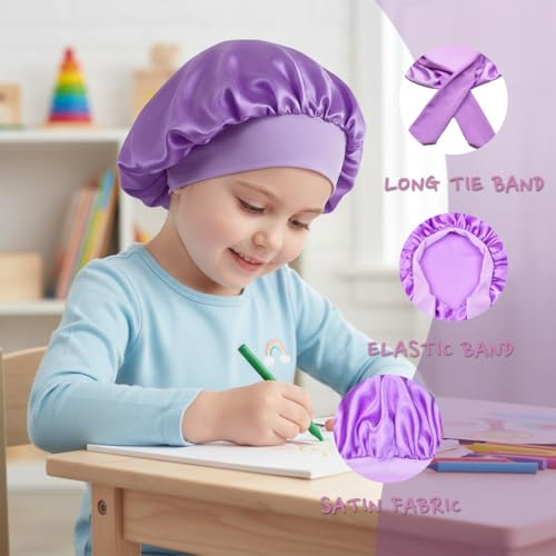 TALE KING Kids Satin Bonnet for Girls & Boys – Silk Sleep Cap with Pink + Purple Variations