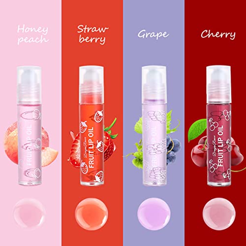 4-Pack Fruit-Flavored Lip Gloss Set - Moisturizing Roller Ball
