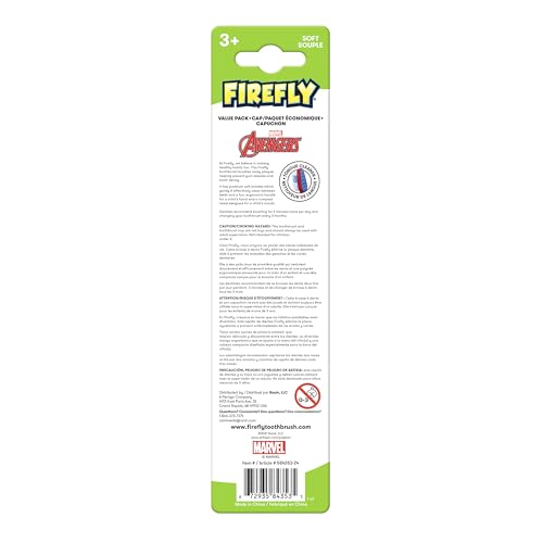 Firefly Marvel Avengers Toothbrush Pack for Kids - 3 Soft Brushes