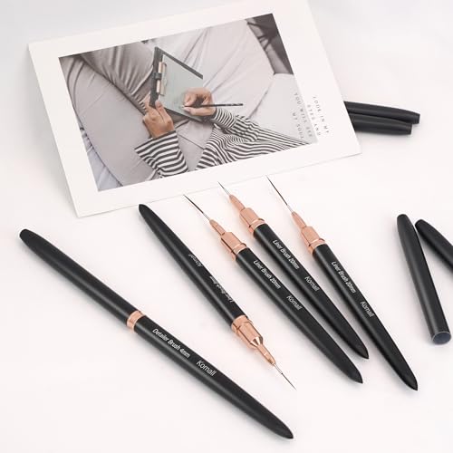 Komall Nail Art Brush Set - 5 Premium Liner Brushes for Fine Detailing