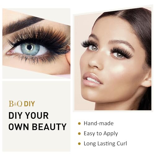 B&Qaugen 14mm D Curl Lash Clusters - 72 DIY Eyelash Extensions