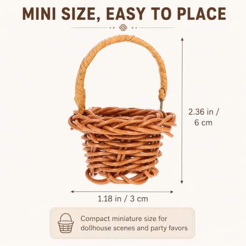 VOSAREA Mini Wicker Baskets Set - 10 Small Craft Baskets with Handles for Dollhouse Decor & Party Favors