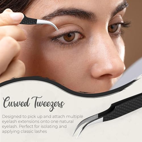 Super Venus 3-Piece Lash Tweezers Set - Precision Japanese Steel for Eyelash Extensions
