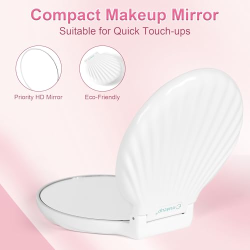 E-MAKEUP White Compact Mirror - 2x/1x Travel Makeup Mirror
