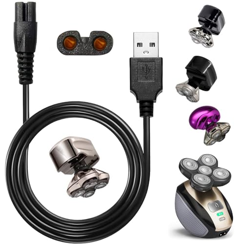 WAHFOX USB Charger Cord for Head Shavers - Compatible with Skull Shaver Pitbull & Mainstream Brands - USB Shaver Charger Cable