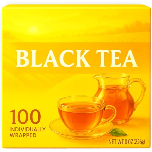 100 Count Premium Black Tea Bags - Individually Wrapped for Hot or Iced Tea