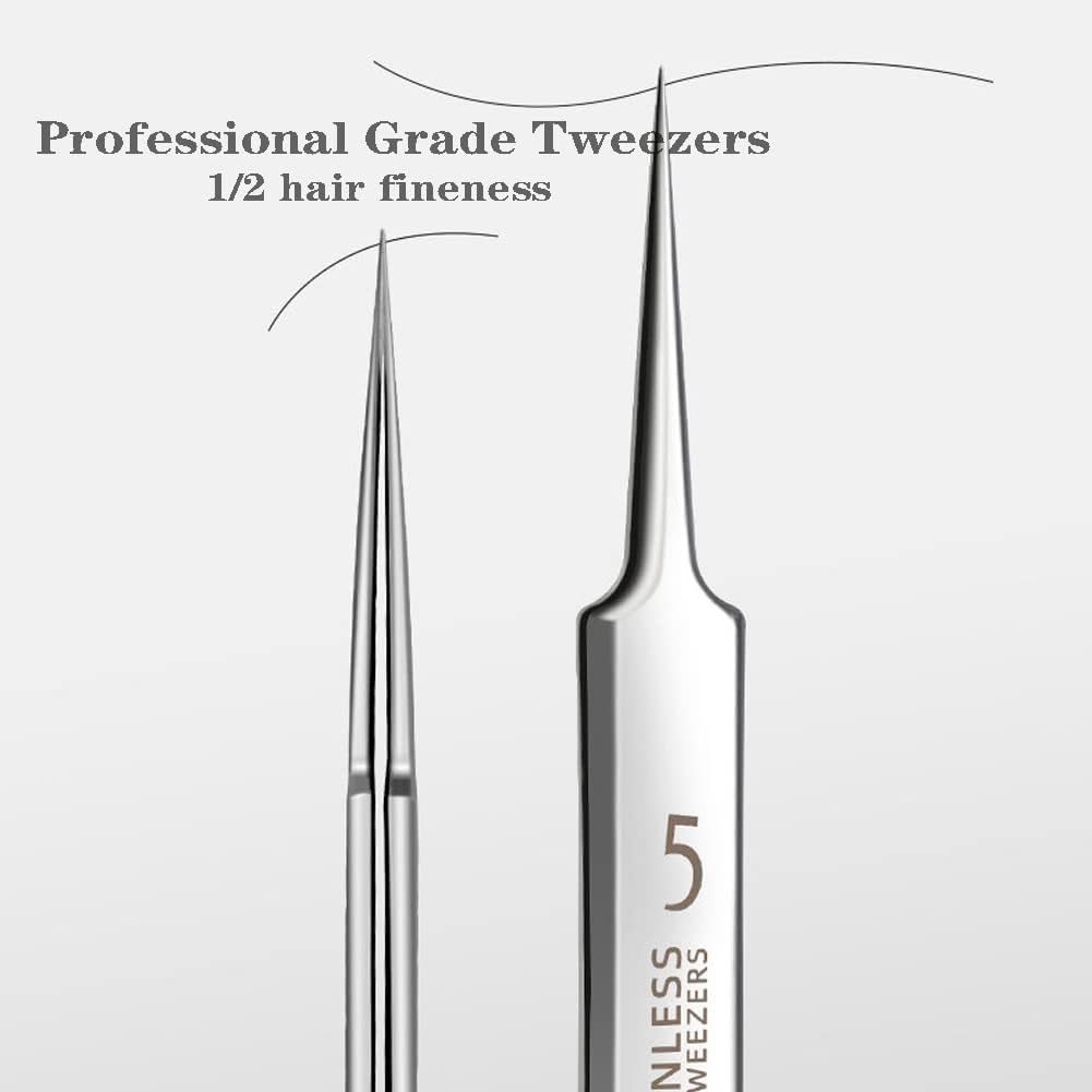 Precision Blackhead Remover Tweezers - 3-Piece Stainless Steel Pimple Popper Tool Kit | Matte Finish