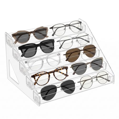 5-Tier Acrylic Sunglasses Organizer – Clear Eyeglass Display Stand