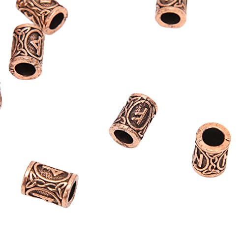 24 Viking Rune Hair Beads - Filigree Cuffs for Beard & Hair