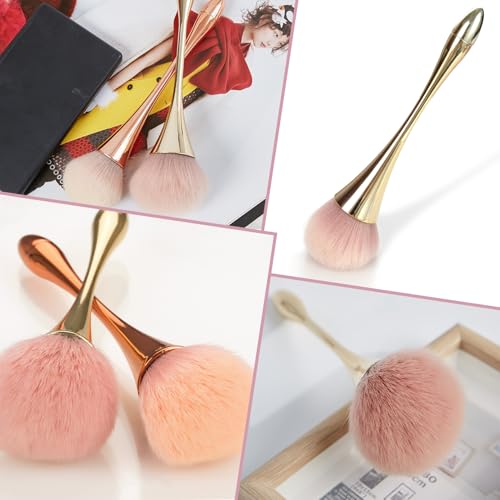2 Pcs Large Mineral Powder Kabuki Makeup Brushes - Fluffy Foundation & Blush Brush Set