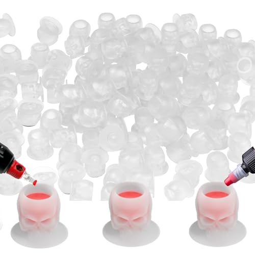 OZER Skull Silicone Tattoo Ink Cups - 200pcs Disposable Pigment Caps