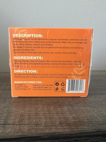 DERMAXGEN Organic Turmeric Soap Bar 7 oz – Turmeric Face & Body Soap (Pack of 1, 1 Ounce variant available)