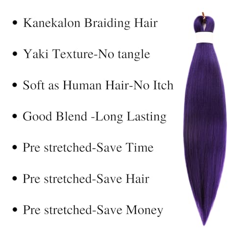 16 Inch Purple Pre-Stretched Boho Braiding Hair - Soft Yaki