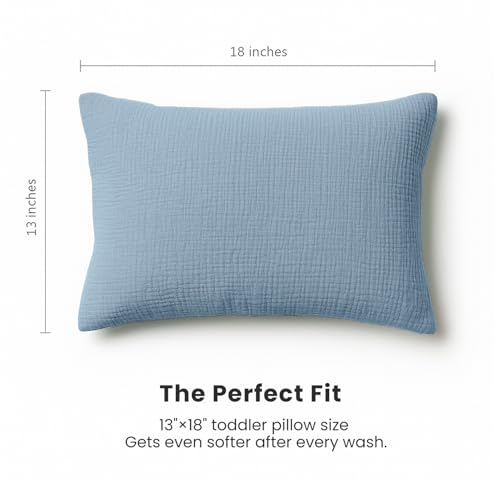 Konssy 2 Pack Muslin Toddler Pillowcases - Soft Cotton 13x18"