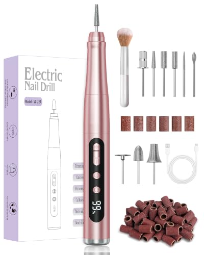 Hoxida Cordless Nail Drill 35000RPM - Rechargeable Electric Nail File, Rose Gold