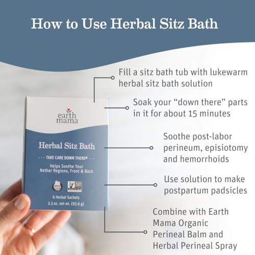 Earth Mama Herbal Sitz Bath Sachets - 6 Count - Soothing Sitz Bath With Witch Hazel & Calendula - Pregnancy & Postpartum Essentials