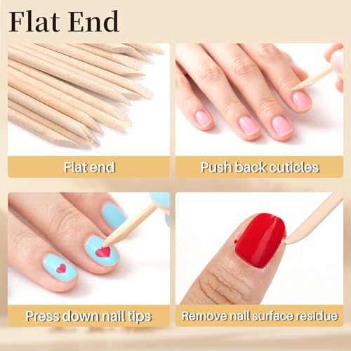 500PCS Double Sided Wooden Cuticle Pushers for Nails - RAQEHO