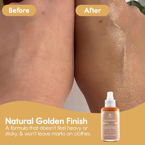 Nature Spell Vegan Shimmering Body & Face Oil with Argan & Coconut Oil - 3.38 Fl Oz