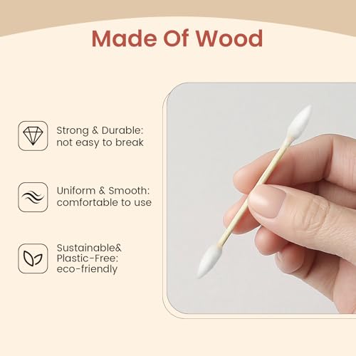 Bcowos Pointed Cotton Swabs, 1200 Count Bamboo Sticks for Precision