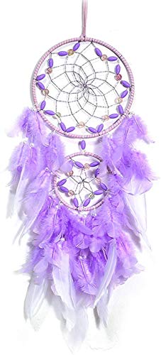 Large Purple Dream Catcher - Handmade Feather Wall Decor for Bedroom