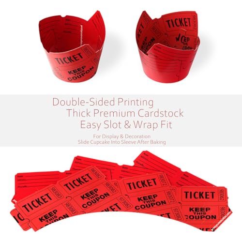 Carnival Theme Raffle Ticket Cupcake Wrappers - 36 Count