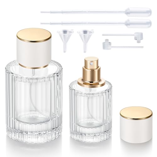 Jxcmeng 50ml & 30ml Refillable Glass Spray Bottles with Fine Mist Atomizer - Travel Perfume & Fragrance Containers, Leak-Proof & Portable