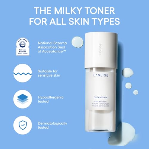 LANEIGE Cream Skin Toner & Moisturizer - Hydrating Milky Toner with Ceramides & Peptides