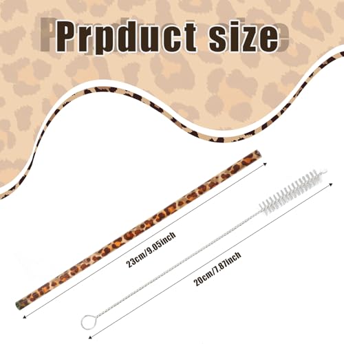 30 Reusable Leopard Print Straws with Cleaning Brushes - Perfect for Parties
