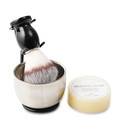 4pcs Men's Shaving Brush Set with Stand & Bowl | CRUCISRESIN Set4