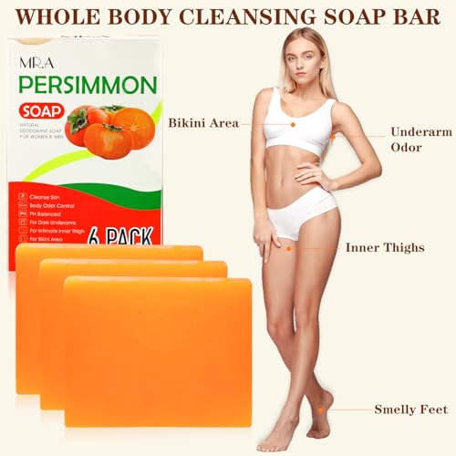 MR.A Unscented Persimmon Soap Bar for Odor Control, 6 Pack