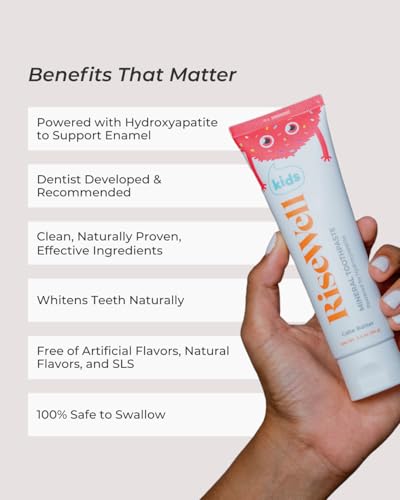 RiseWell Kids Mineral Toothpaste 3.4 Oz Cake Batter Flavor, Fluoride-Free, Made in USA