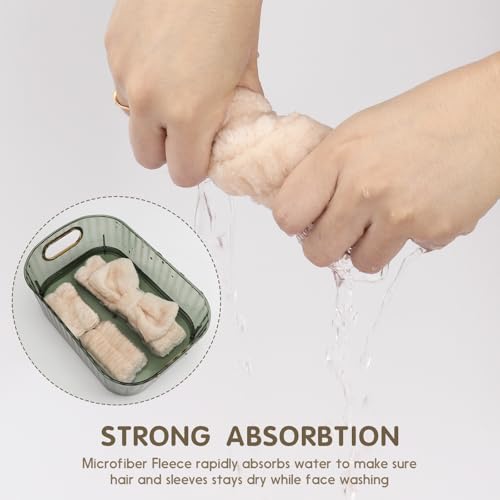 Microfiber Spa Headband and Wristband Set for Face Washing - 6pcs