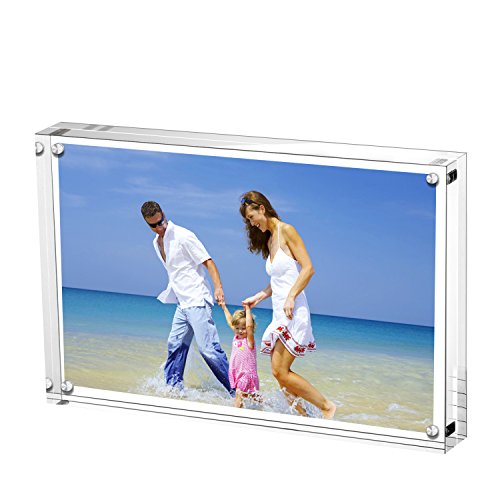 AMEITECH 3.5x5'' Double-Sided Acrylic Photo Frame - Magnetic Desktop Display