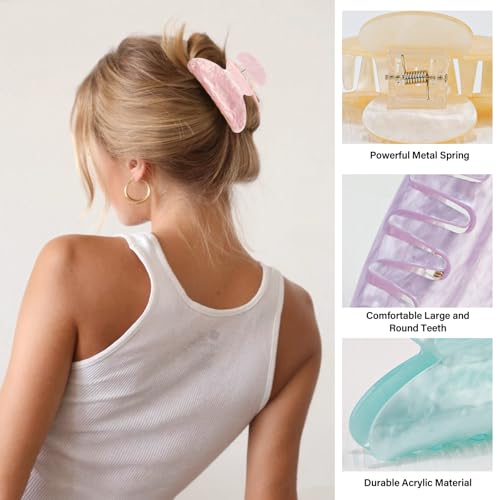 Canitor Marbled Acrylic Hair Claw Clips - 3.25 Inch Non-Slip Hair Clip